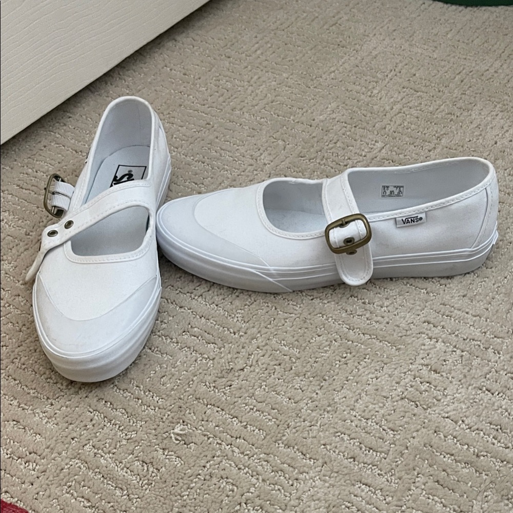 Vans White Mary Jane Sneakers with Buckle